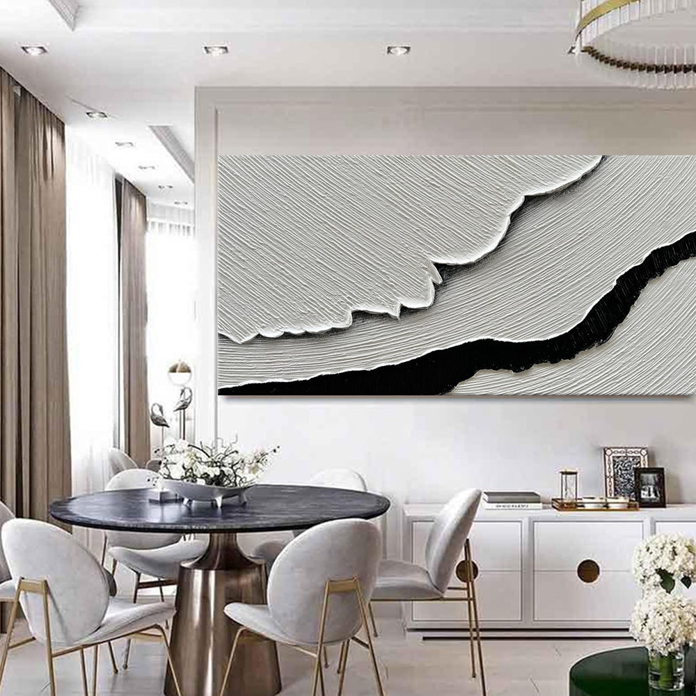 Black White Sea Waves Oil Painting Canvas Art