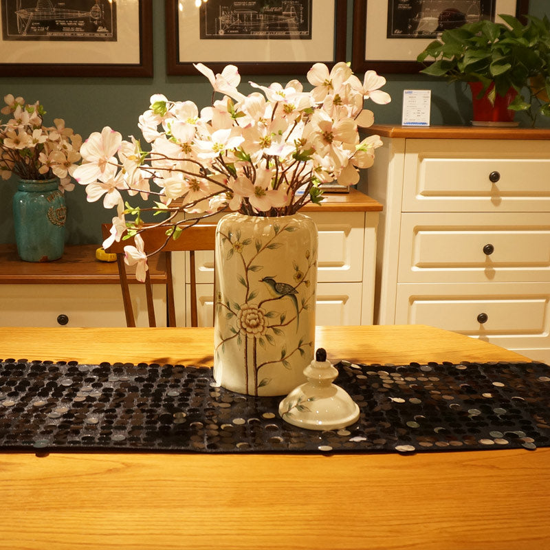 Modern Polyester Coffee Table Cloth with Sequins