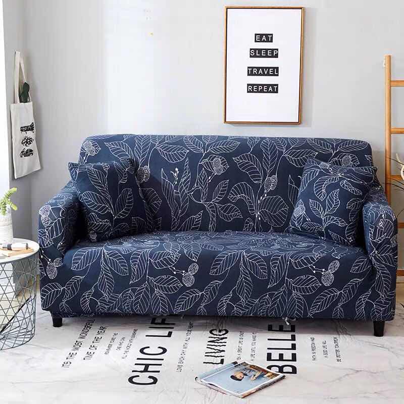 Blue Elastic Sofa Cover for Living Room Protection