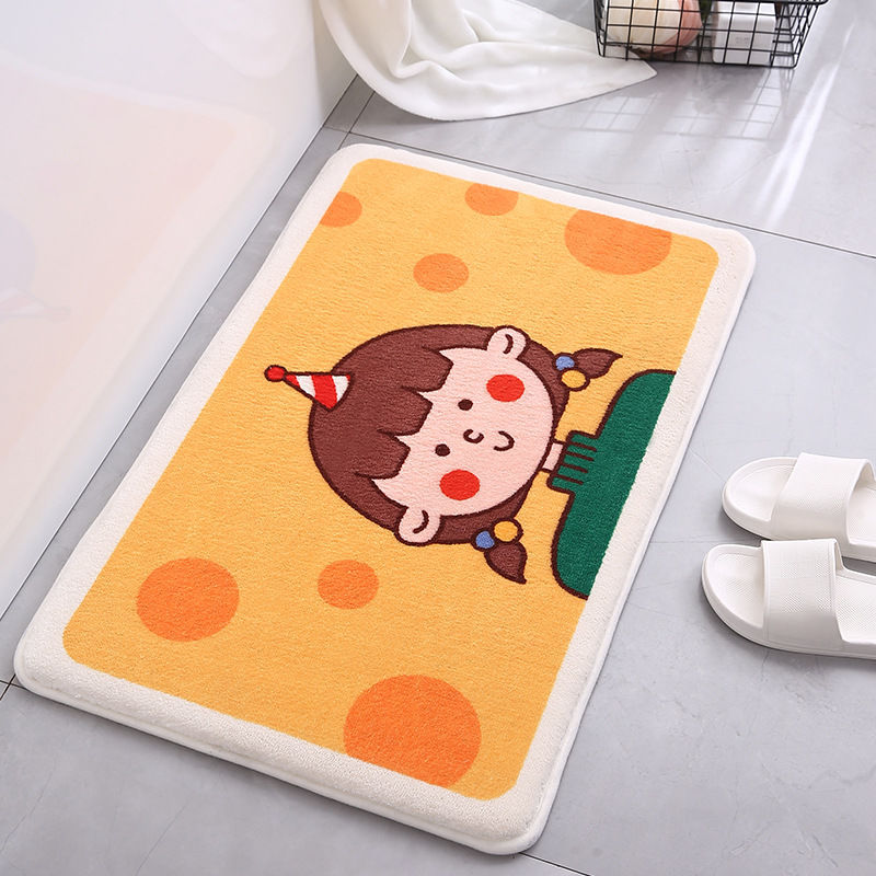Simple Bathroom Flower Area Rug Anti Slip Polyester