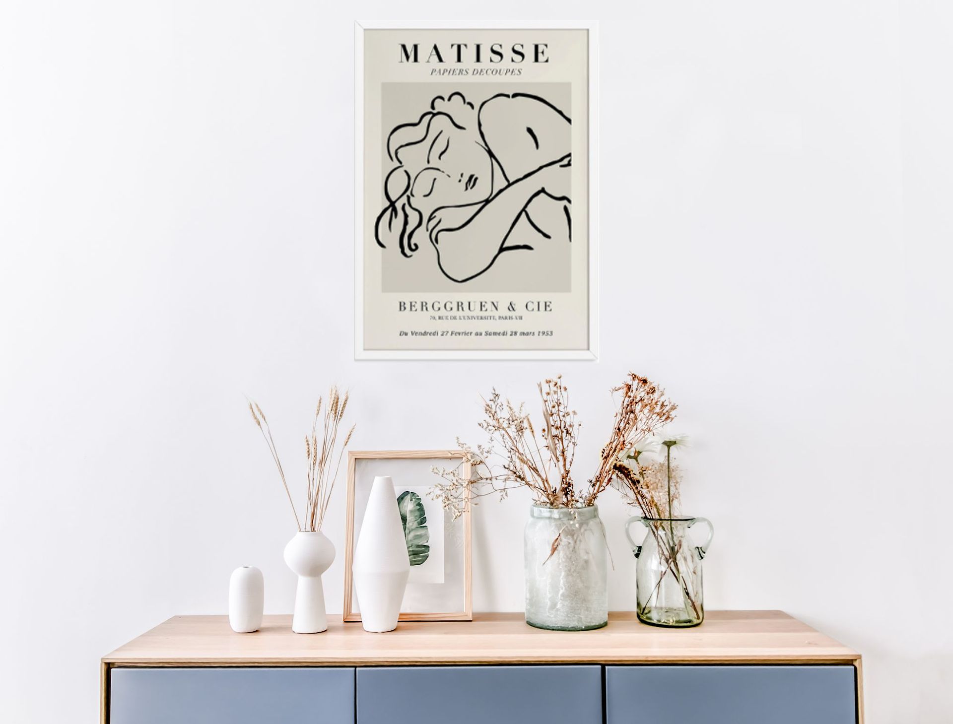 Abstract Line Character Bedside Wall Art in Solid Wood