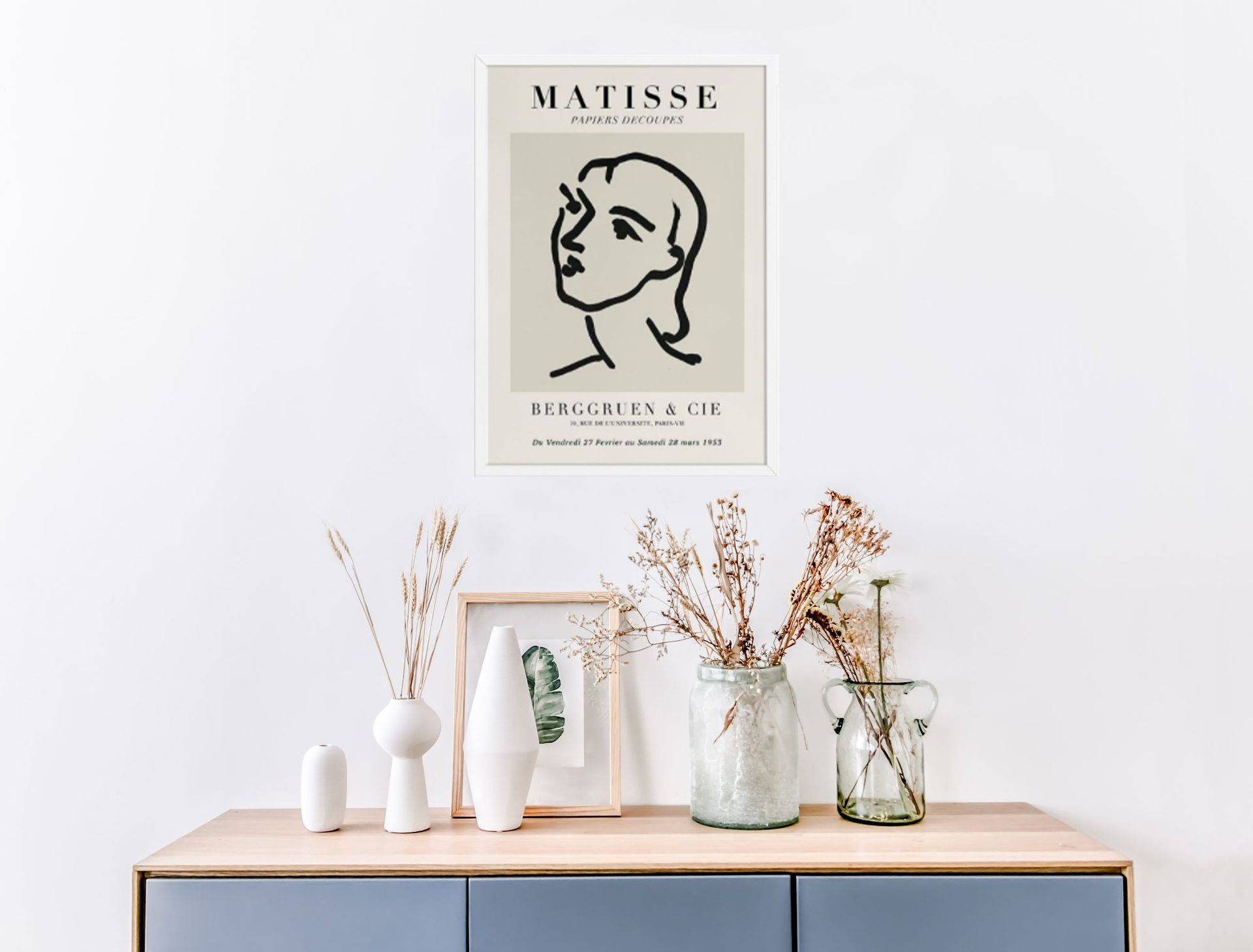 Abstract Line Character Bedside Wall Art in Solid Wood