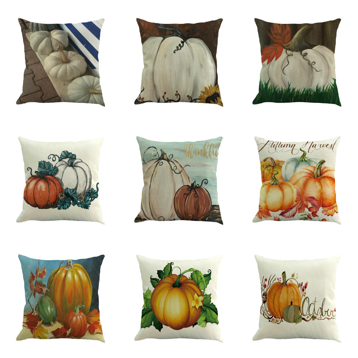 Linen Thanksgiving Cushion Pillow Case 45x45cm