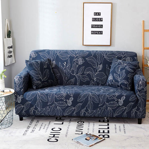 Blue Elastic Sofa Cover for Living Room Protection