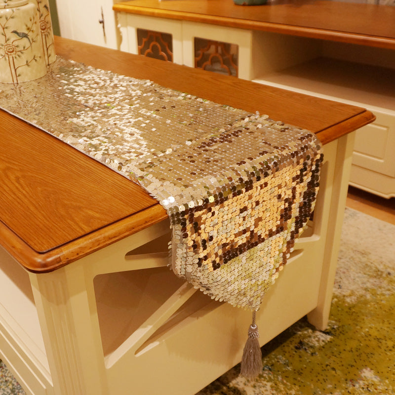 Modern Polyester Coffee Table Cloth with Sequins