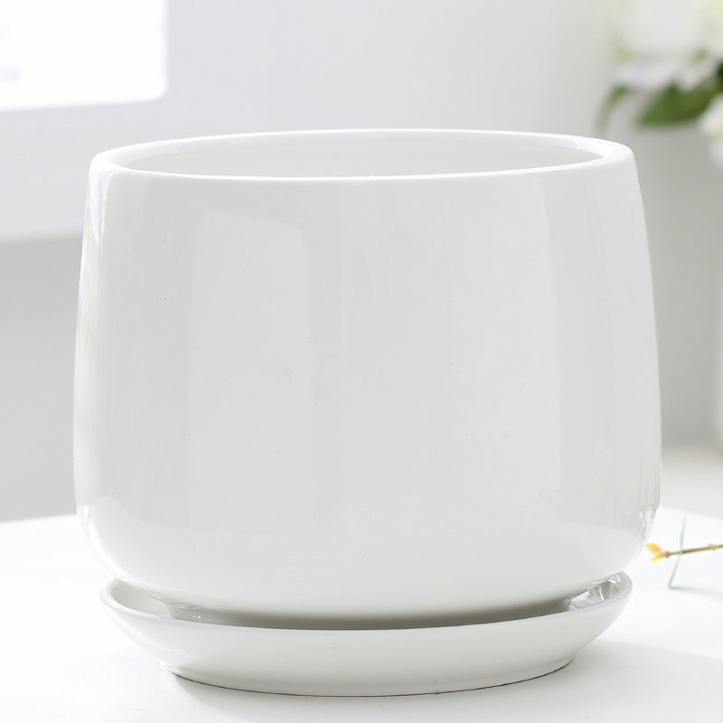 Flower Pot Ceramic Creative Personality With Tray Home Balcony Nordic Simple