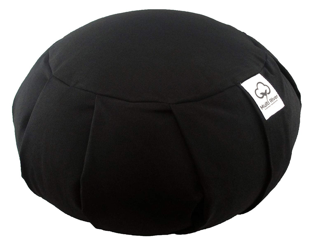 Cotton Meditation Cushion 36cm Black Breathable Yoga