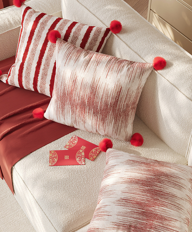 Red Striped Silk Pillow for New Year Living Room Decor