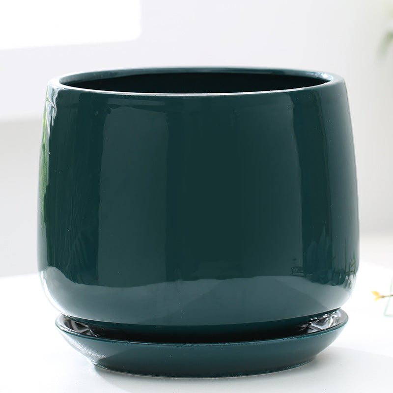 Flower Pot Ceramic Creative Personality With Tray Home Balcony Nordic Simple
