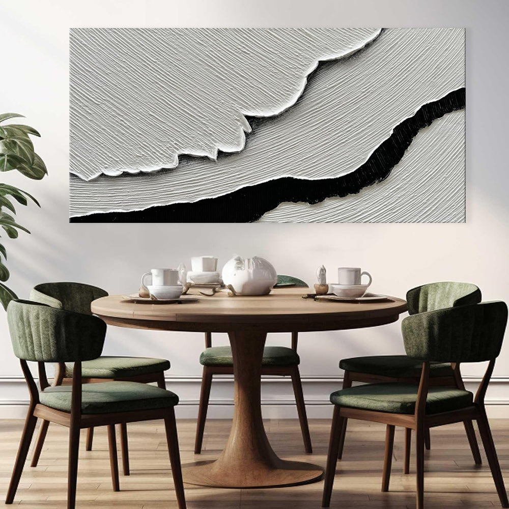Black White Sea Waves Oil Painting Canvas Art