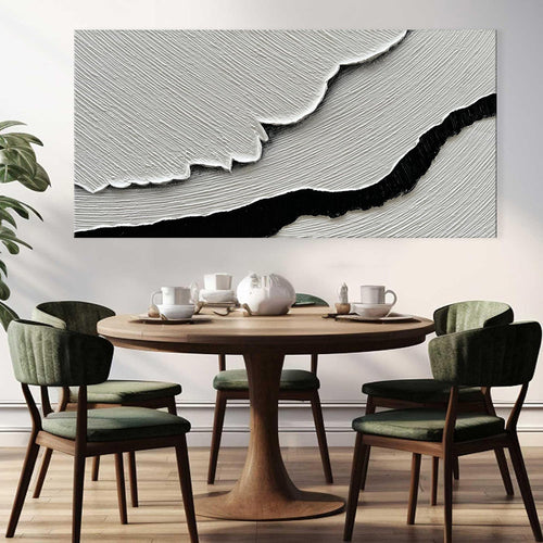 Black White Sea Waves Oil Painting Canvas Art