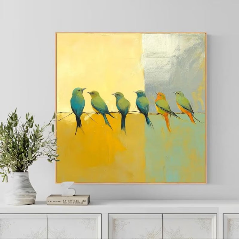 Hand-Painted Oil Painting Birds Modern Art Canvas