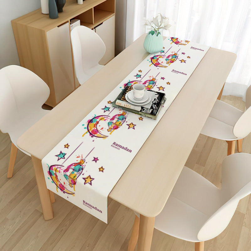 Linen Tablecloth 33x180cm with Stylish Print Design