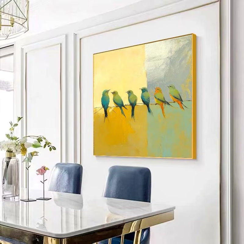 Hand-Painted Oil Painting Birds Modern Art Canvas