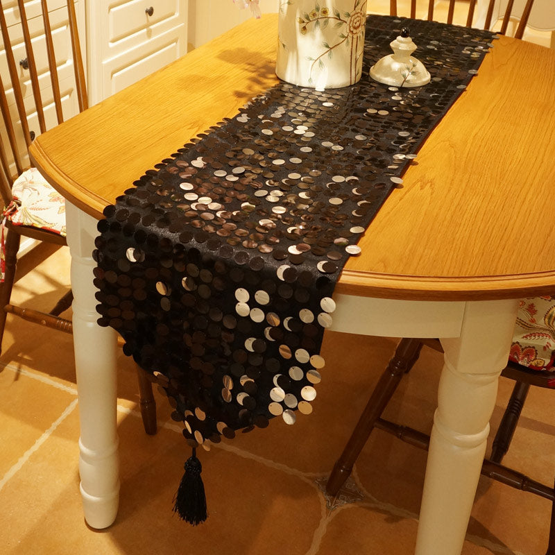 Modern Polyester Coffee Table Cloth with Sequins