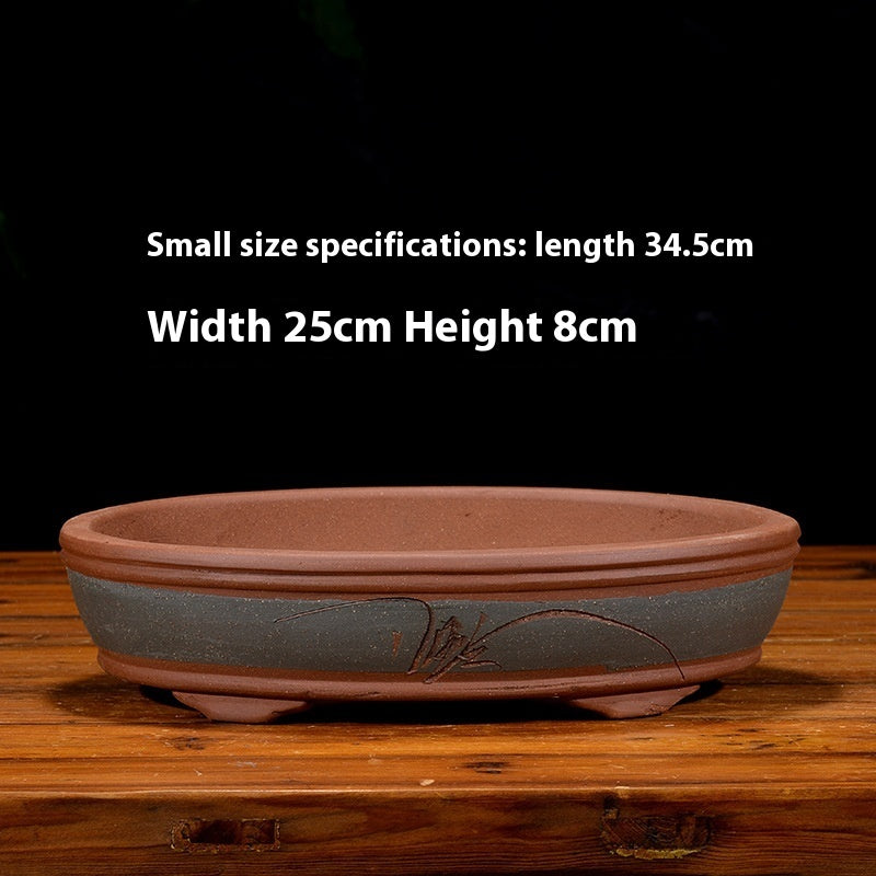 Purple Sand Flowerpot Rectangular Bonsai Pot