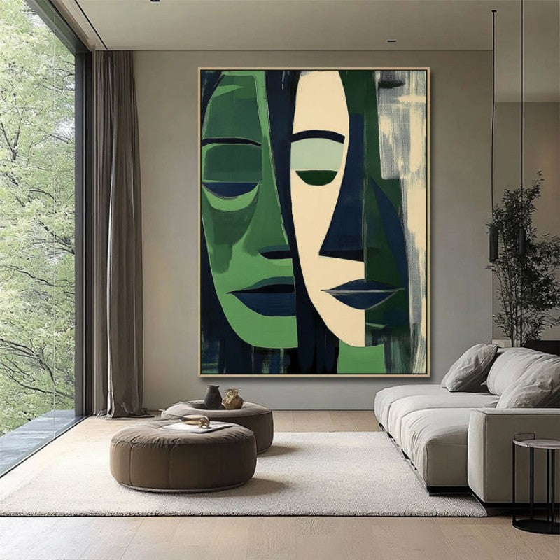 Hand-Painted Abstract Green Oil Painting Canvas