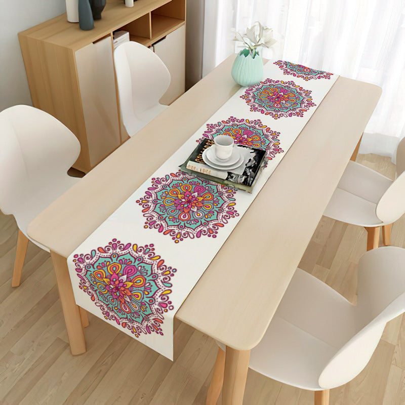 Linen Tablecloth 33x180cm with Stylish Print Design