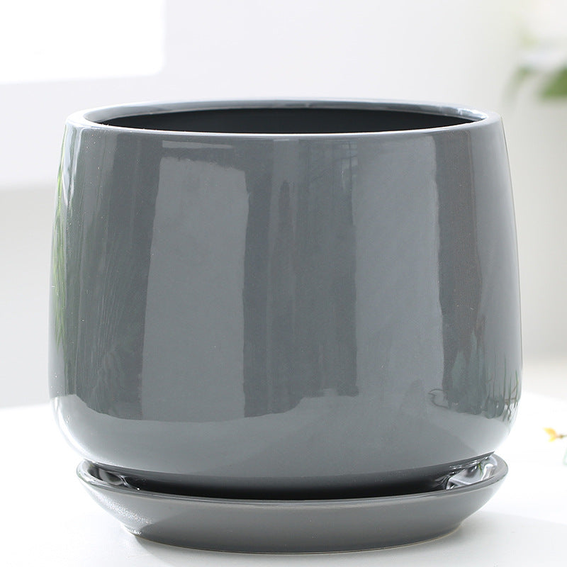 Flower Pot Ceramic Creative Personality With Tray Home Balcony Nordic Simple