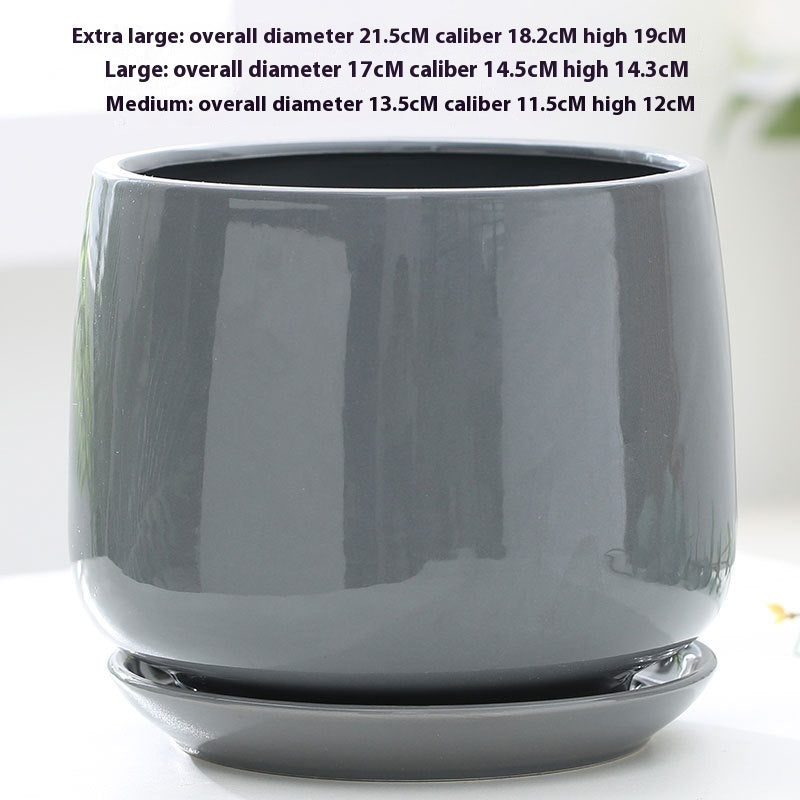 Flower Pot Ceramic Creative Personality With Tray Home Balcony Nordic Simple