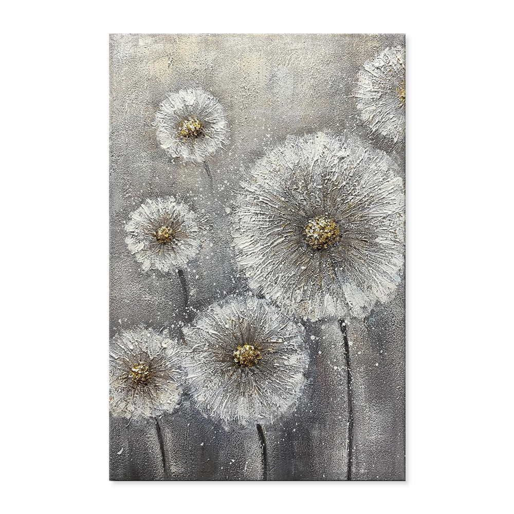 Handmade White Flower Canvas Oil Painting Decor
