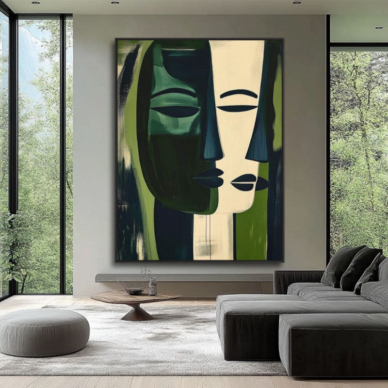 Hand-Painted Abstract Green Oil Painting Canvas