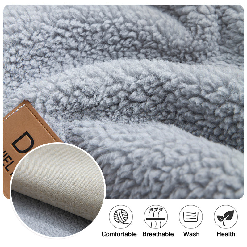 Lamb Wool Anti-slip Sofa Cover Thicken Plush Beige 70x70cm