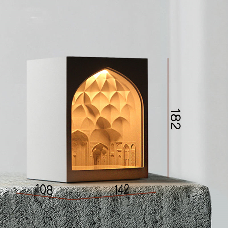 Cement Table Lamp Adjustable Brightness White Gray