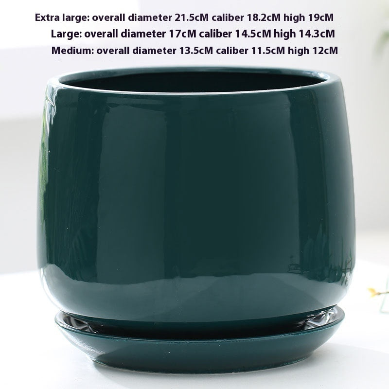 Flower Pot Ceramic Creative Personality With Tray Home Balcony Nordic Simple