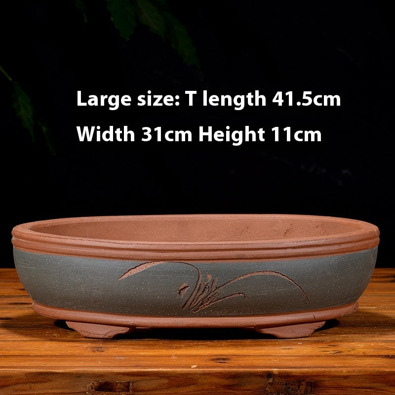 Purple Sand Flowerpot Rectangular Bonsai Pot