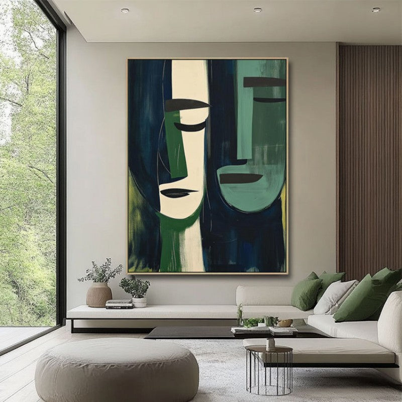 Hand-Painted Abstract Green Oil Painting Canvas