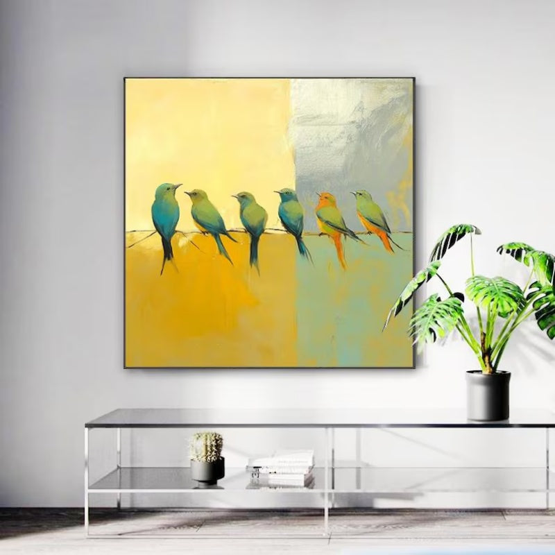 Hand-Painted Oil Painting Birds Modern Art Canvas