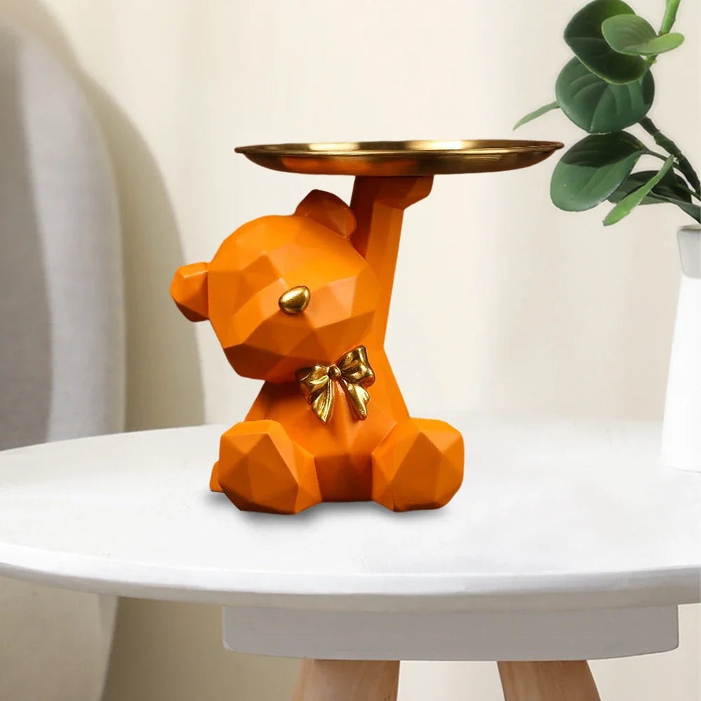 Resin Geometric Bear Key Holder Figurine for Home Decor