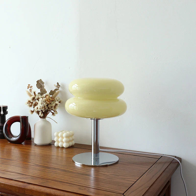 Macaron Glass Table Lamp Silver Iron for Bedroom Decor