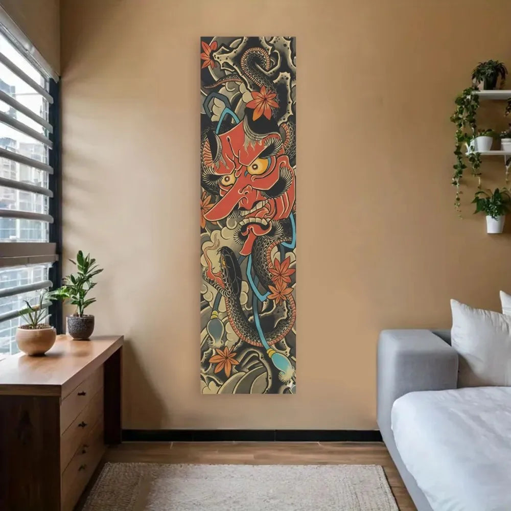 VIKAMA Japanese Wave Art Tapestry Red Sun Ocean Print