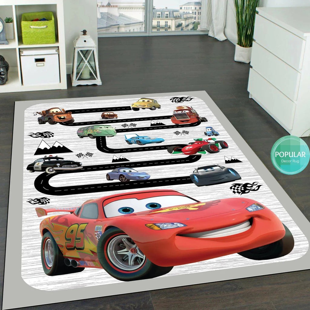 McQueen Cartoon Car Rug for Kids Room Decor