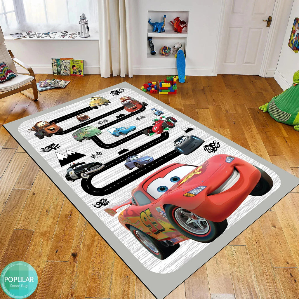 McQueen Cartoon Car Rug for Kids Room Decor