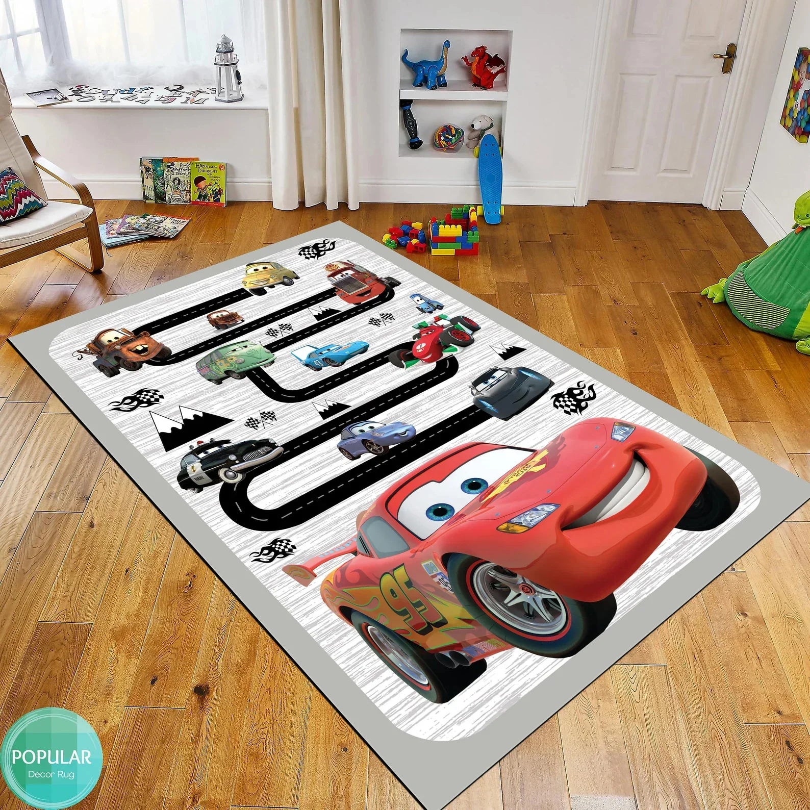 McQueen Cartoon Car Rug for Kids Room Decor