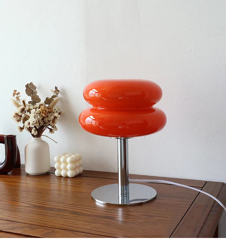 Macaron Glass Table Lamp Silver Iron for Bedroom Decor