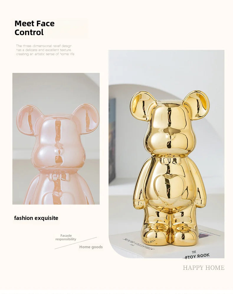 Ceramic Bear Brick Teddy Bear Sculpture Home Decor