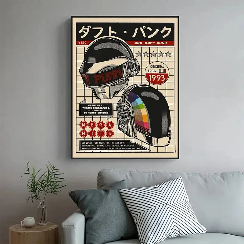 Daft Punk Helmet Canvas Wall Art Print for Home Decor