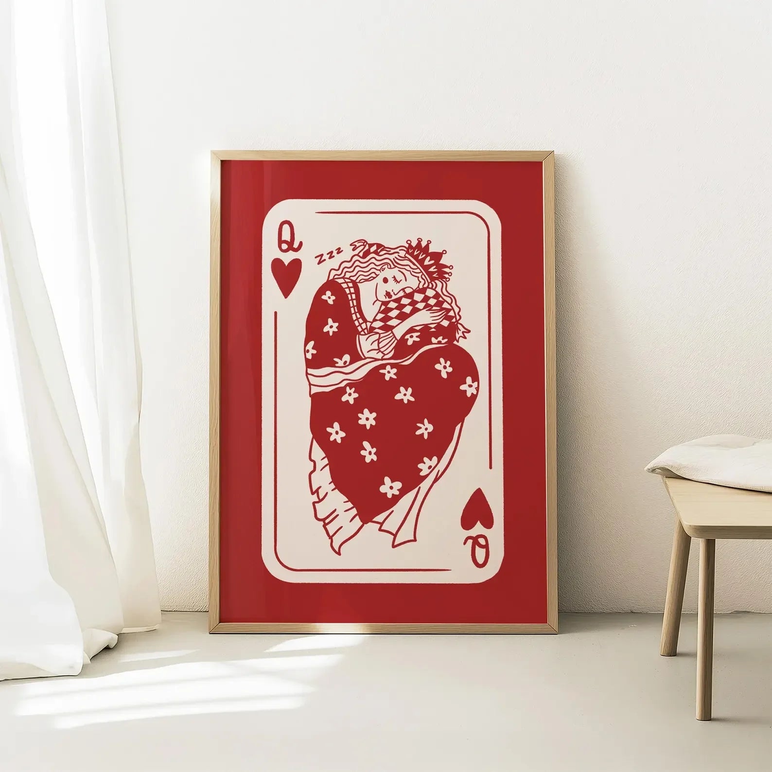 Queen of Hearts Colorful Wall Art Print Digital Download
