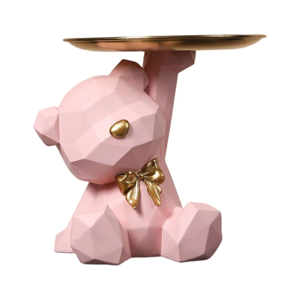Resin Geometric Bear Key Holder Figurine for Home Decor