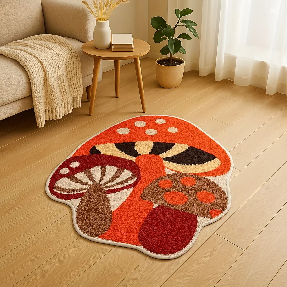 VIKAMA Mushroom-Shaped Rug for Bedroom Cozy Decor
