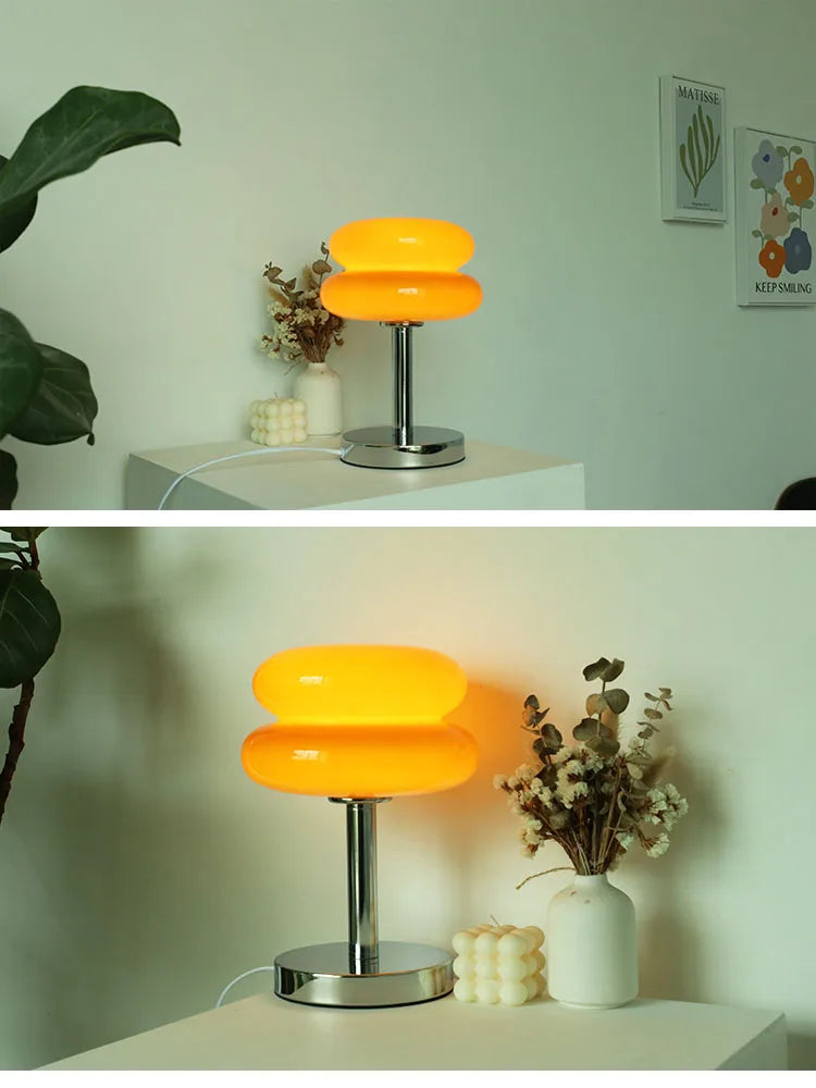 Macaron Glass Table Lamp Silver Iron for Bedroom Decor