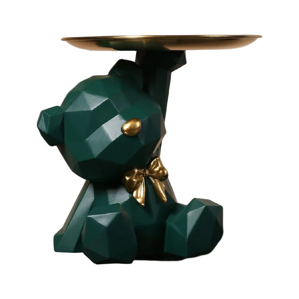 Resin Geometric Bear Key Holder Figurine for Home Decor
