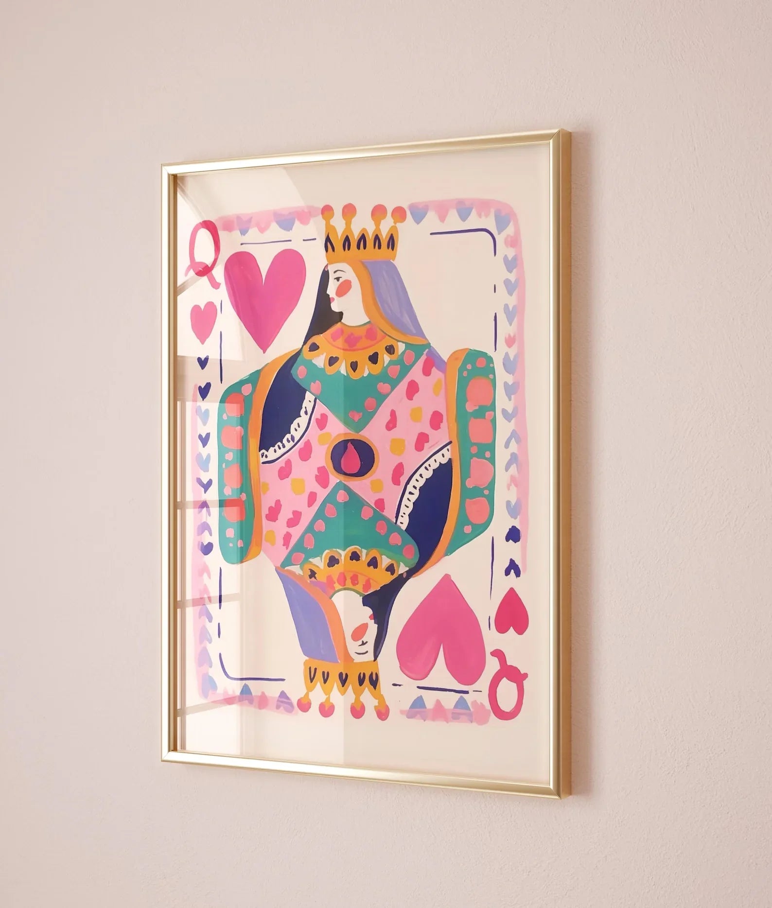 Queen of Hearts Colorful Wall Art Print Digital Download