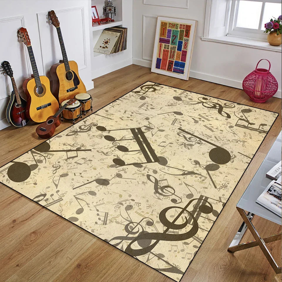 Vintage Guitar 3D Printed Polyester Rug for Living Room