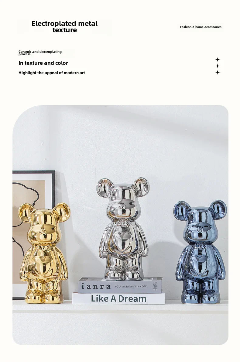 Ceramic Bear Brick Teddy Bear Sculpture Home Decor