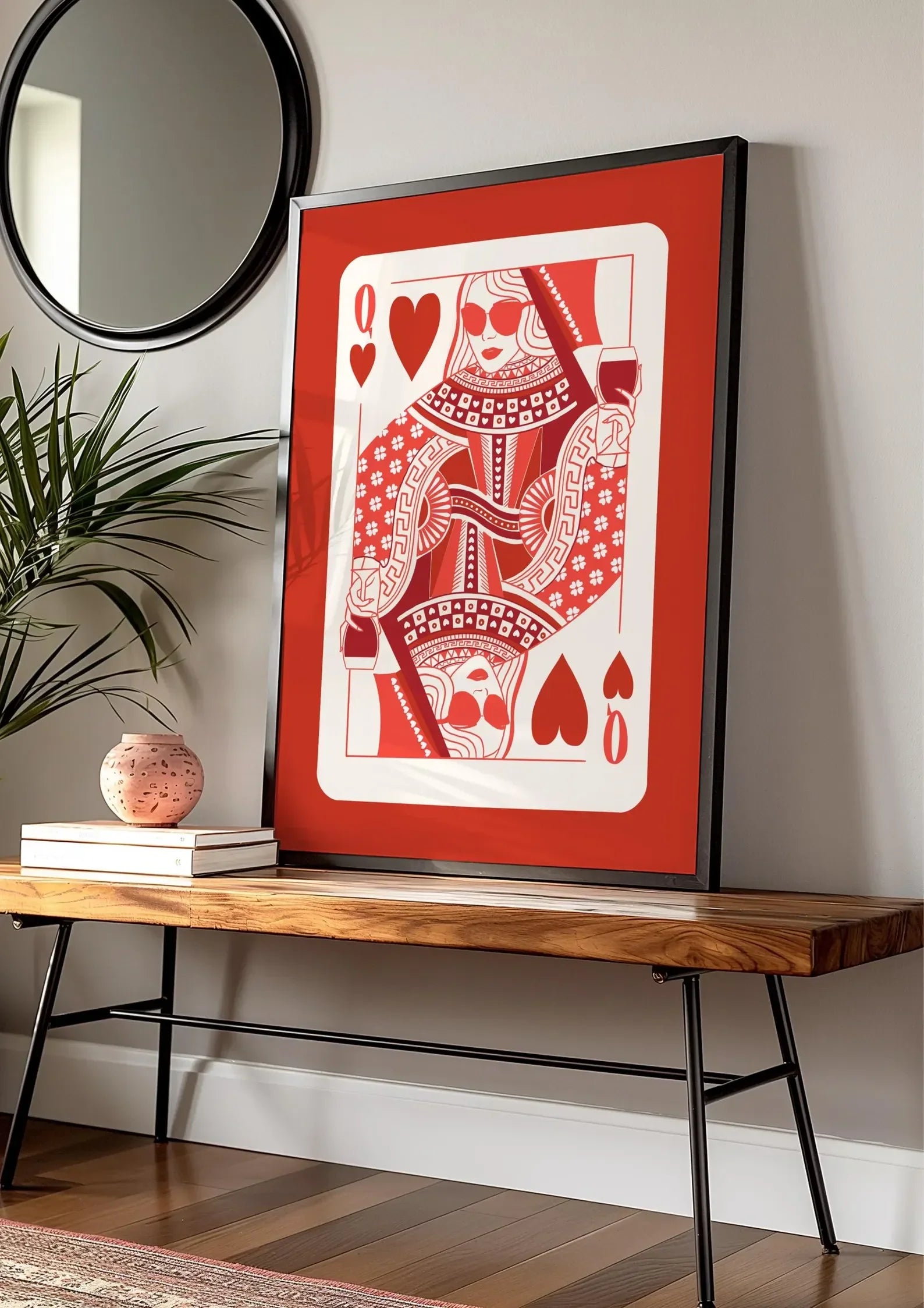 Queen of Hearts Colorful Wall Art Print Digital Download